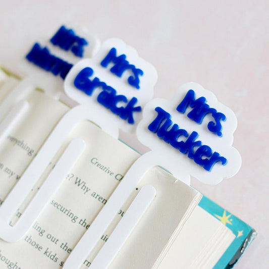 Personalized Acrylic Bookmark for Teachers, Lasercut Custom Gift, Paperclip Bookmark for Teacher Appreciation