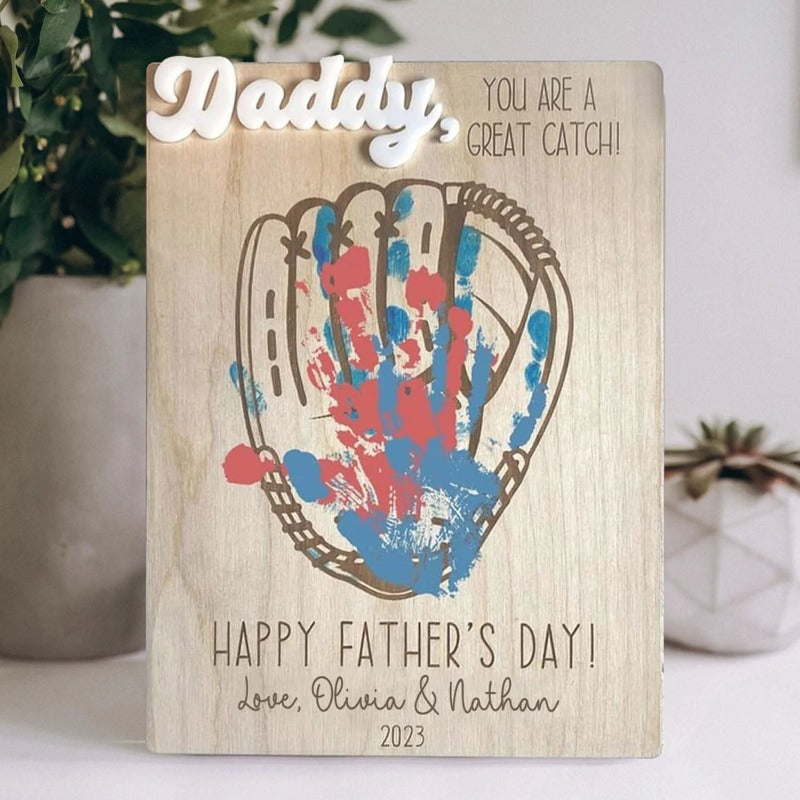 Personalized Father's day DIY Handprint, Footprint Sign