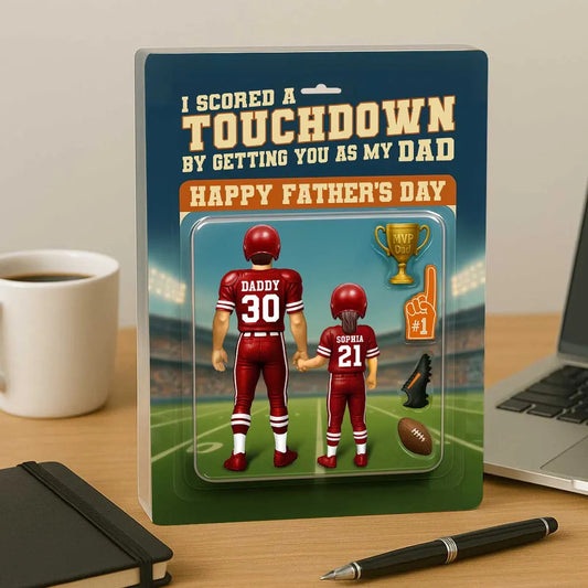 I Scored A Touchdown Getting You as my Dad, Custom Figure Personalized Acrylic Block Plaque, Father's Day Gift for Dad, Gift for Husband