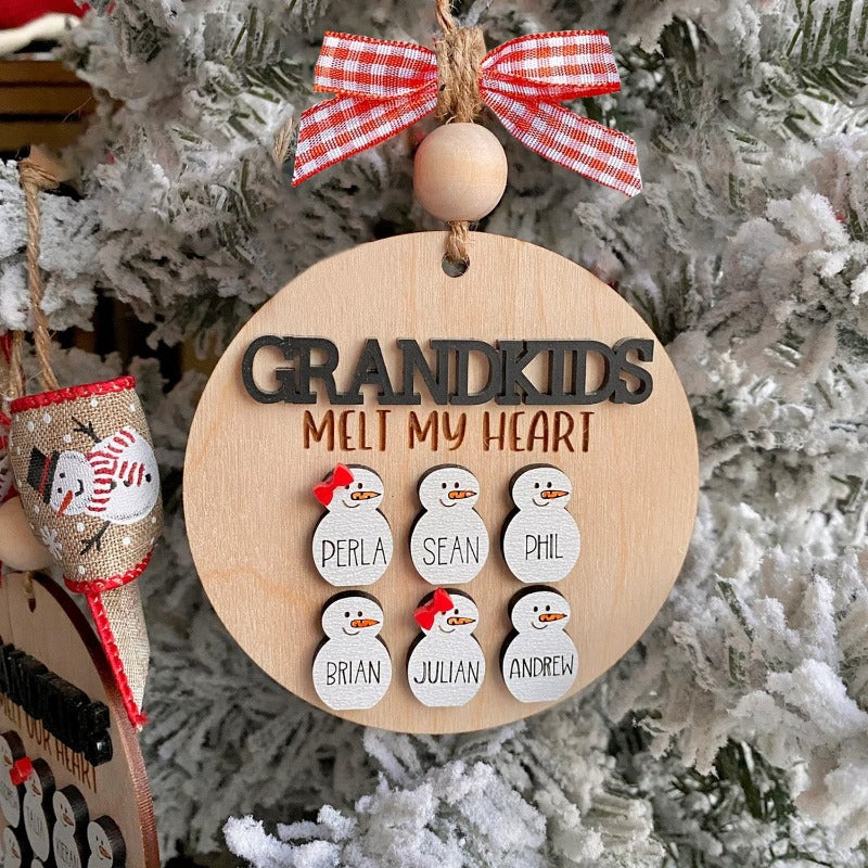 Personalized Grandkids Melt My Heart Christmas Ornament