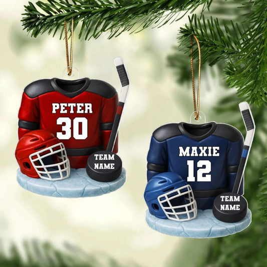 Hockey Kit - Personalized Acrylic Ornament - Christmas Gift For Son, Grandson, Boyfriend