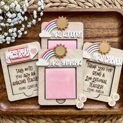 Personalized Sticky Note Holder for Teacher Appreciation Gift, End Of School Year Gift, Christmas Gift For Teacher