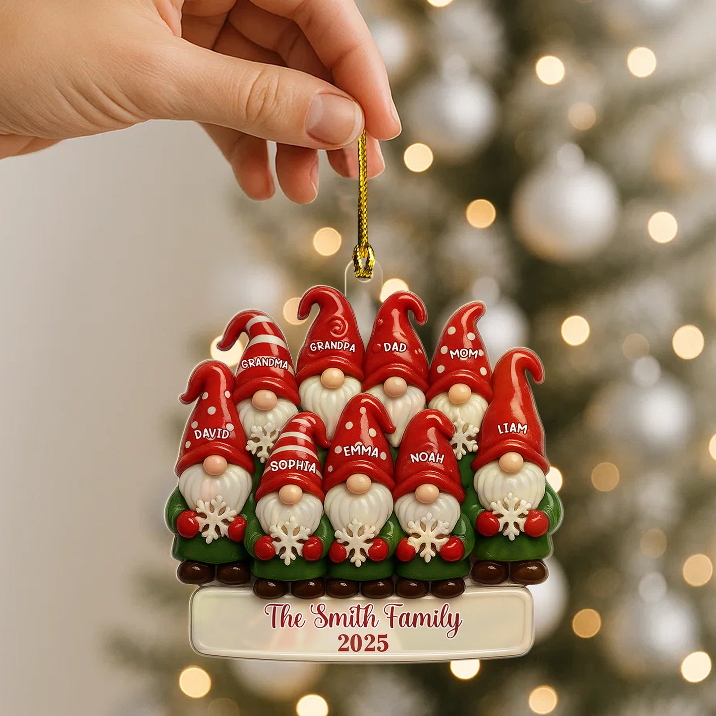 Personalized Gnome Family Christmas Ornament, Christmas Ornament For Family