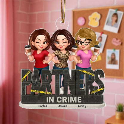 Personalized Partners In Crime Do Not Cross Besties Sisters Acrylic Ornament