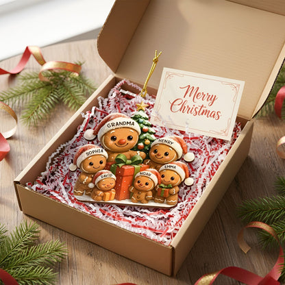 Personalized Gingerbread Family Acrylic Ornament, Christmas Ornament Gift