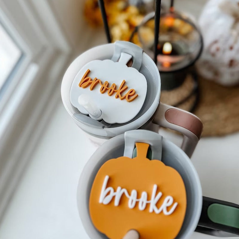 Personalized Ghost Name Plate Topper - Halloween Pupmkin Name Plate Stanley Topper Gift