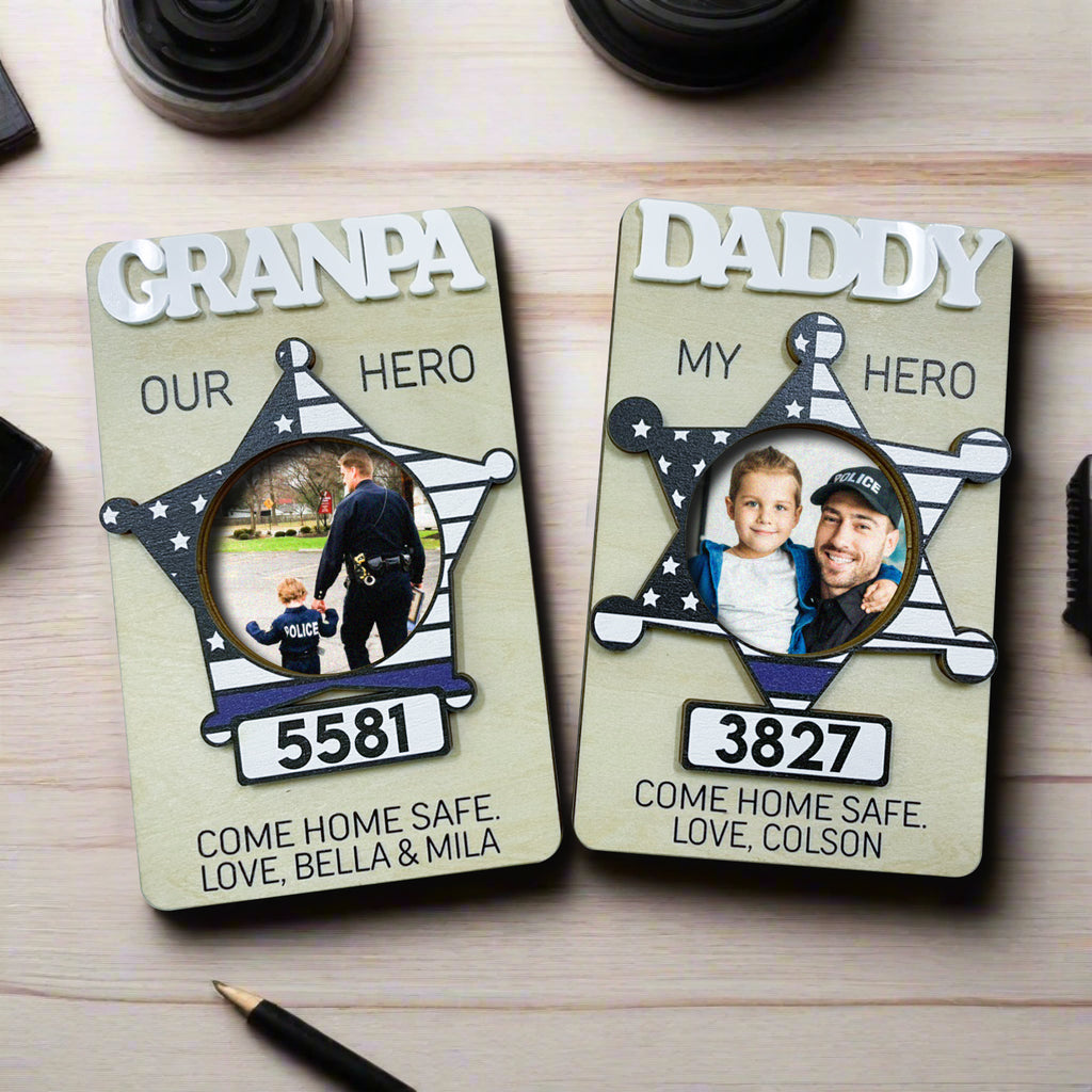 Personalized Police Officer Photo Visor Clip Gift For Police Dad, Father's Day Gift