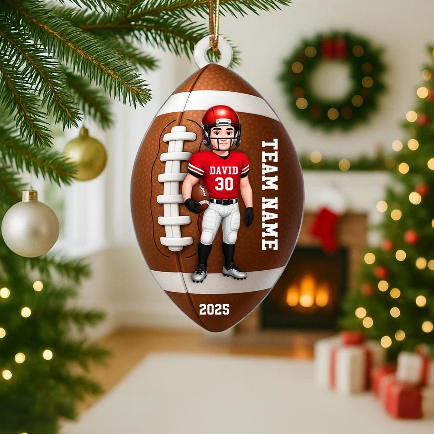 Football Player - Personalized Acrylic Ornament - Christmas Gift For Teen Boy, Son, Grandson