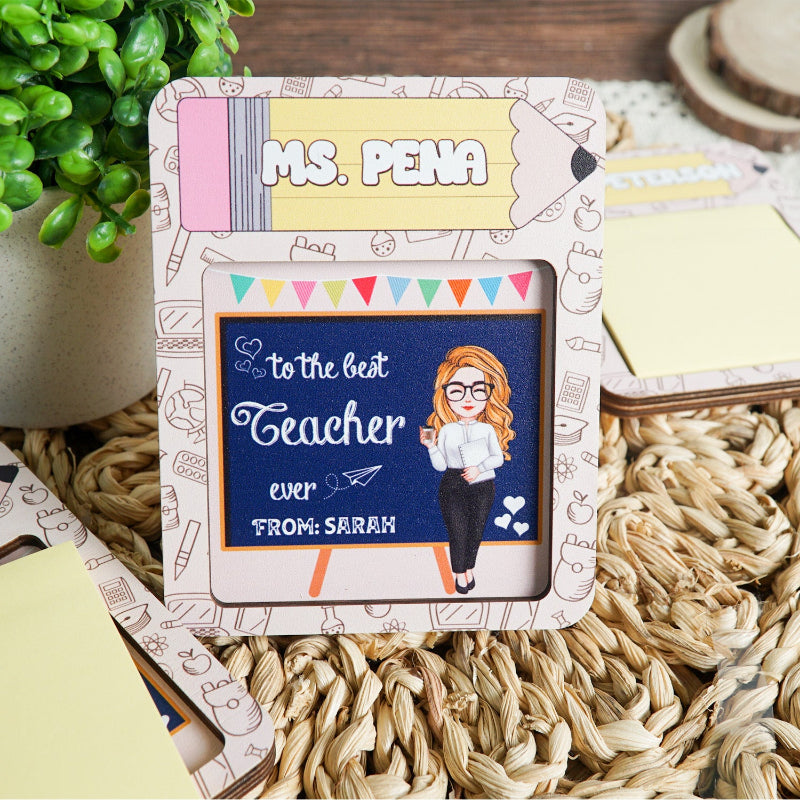 Personalized Sticky Note Holder, Thoughtful Teacher Appreciation Gift, End of Year Desk Organizer