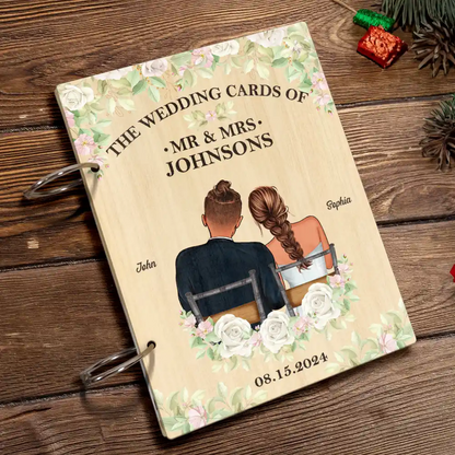 Personalized Floral Wedding Couple Card Keeper, Keepsake Card Holder for Couples