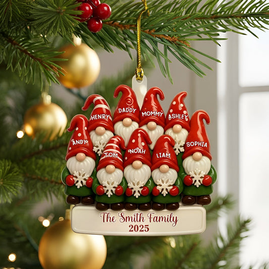 Personalized Gnome Family Christmas Ornament, Christmas Ornament For Family
