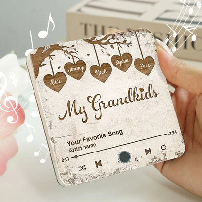 Grandkids Make Life More Grand Hanging Hearts Personalized Music Fridge Magnet, Mother's Day Gift for Grandma