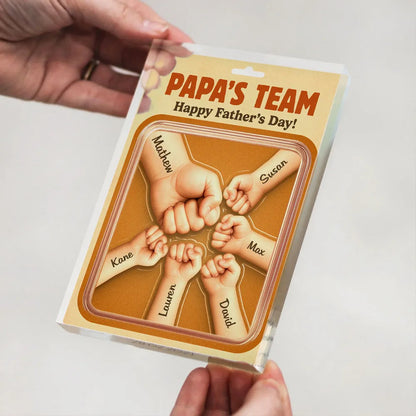 Daddy Team Fist Bump Custom Figure Personalized Acrylic Block Plaque, Father's Day gift