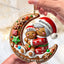 3D Effect Gingerbread Grandma Hugging Grandkid On Moon Christmas Personalized Acrylic Ornament, Gift For Granddaughter, Grandson