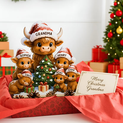 Grandma's Herd Cow Family Standing Wooden Plaque, Personalized Christmas Standing Wooden Plaque