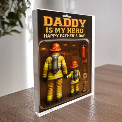 Best Firefighter' Dad Custom Figure Personalized Acrylic Block Plaque, Father's Day Gift for Dad, Gift for Husband