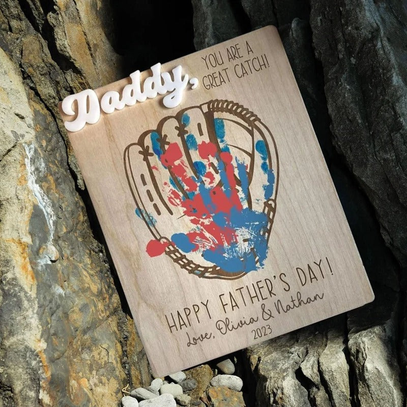 Personalized Father's day DIY Handprint, Footprint Sign