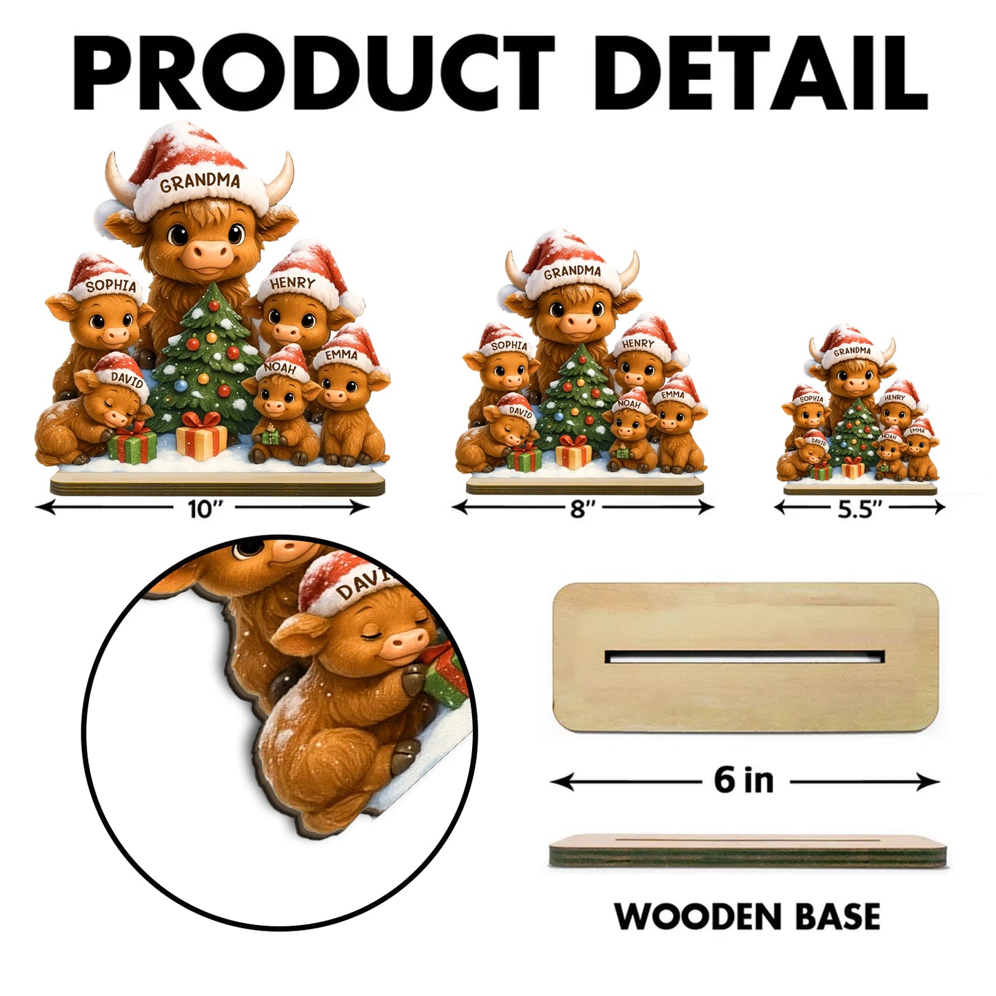 Grandma's Herd Cow Family Standing Wooden Plaque, Personalized Christmas Standing Wooden Plaque