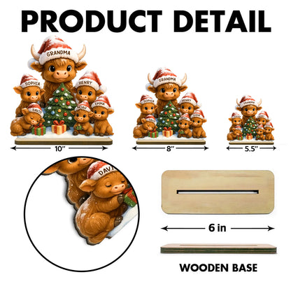 Grandma's Herd Cow Family Standing Wooden Plaque, Personalized Christmas Standing Wooden Plaque