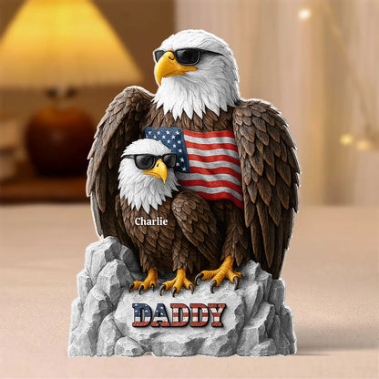 Eagle Dad Grandpa Personalized Acrylic Block Plaque, Perfect Keepsake, Paperweight, 2025 Father's Day Gift For Dad, For Grandpa