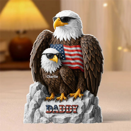 Eagle Dad Grandpa Personalized Acrylic Block Plaque, Perfect Keepsake, Paperweight, 2025 Father's Day Gift For Dad, For Grandpa