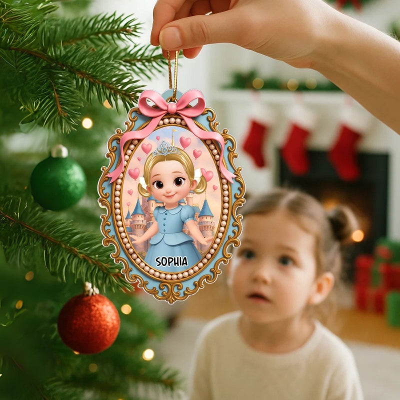 Magical Castle Coquette Bow Little Princess - Personalized Acrylic Ornament - Christmas Gift For Granddaughter Daughter