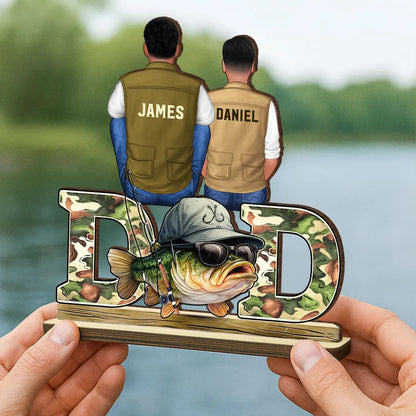 Fishing Dad And Kids Personalized Wooden Plaque, Father’s Day gift for Dad, for Husband
