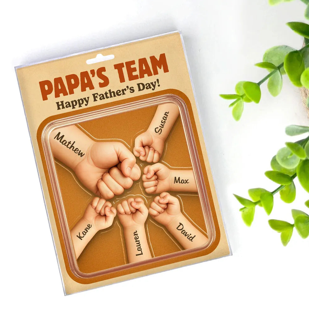 Daddy Team Fist Bump Custom Figure Personalized Acrylic Block Plaque, Father's Day gift