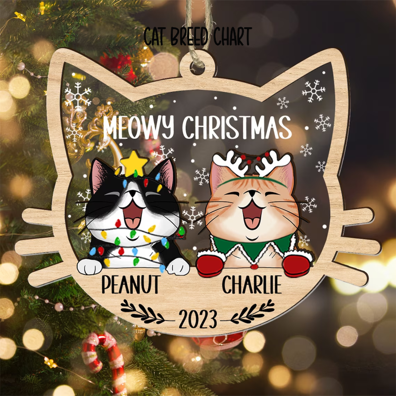Personalized Meowy Christmas Ornament, Cats Ornaments, Cat Lover Christmas Gift