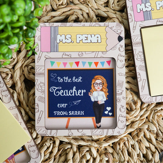 Personalized Sticky Note Holder, Thoughtful Teacher Appreciation Gift, End of Year Desk Organizer