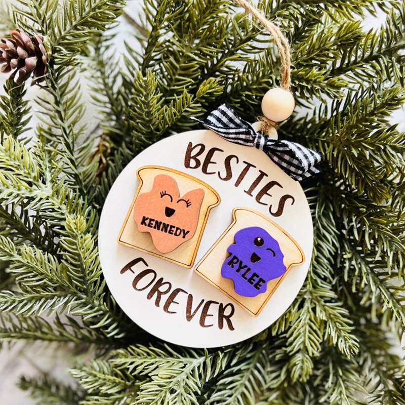 Personalized Peanut Butter And Jelly Besties Forever Ornament, Christmas Ornament For Friends