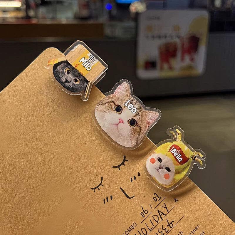 Custom Pet Photo Clip – Acrylic Personalized Binder Clip for Notes, Files, Books, Cute Gift for Readers, Book Lovers Gift