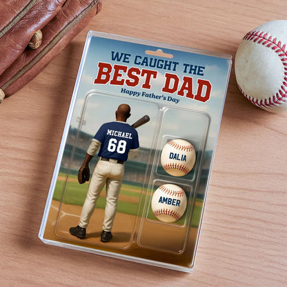 Custom Figure We Caught The Best Dad Baseball With Kids' Names Personalized Acrylic Block Plaque, Perfect Father's Day Gift For Him, For Dad, For Baseball Lover