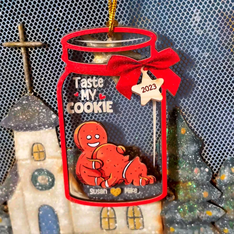 Personalized Gingerbread Couple Christmas Ornament, Funny Cookie Ornament For Couple
