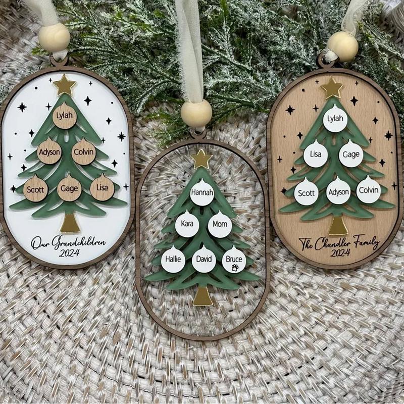 Personalized Family Tree Oval Ornament, Christmas Family Keepsake Ornament