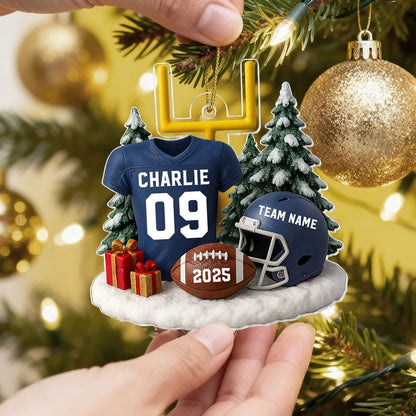 Proud American Football Player Uniform - Personalized Acrylic Ornament - Gift For Football Lovers