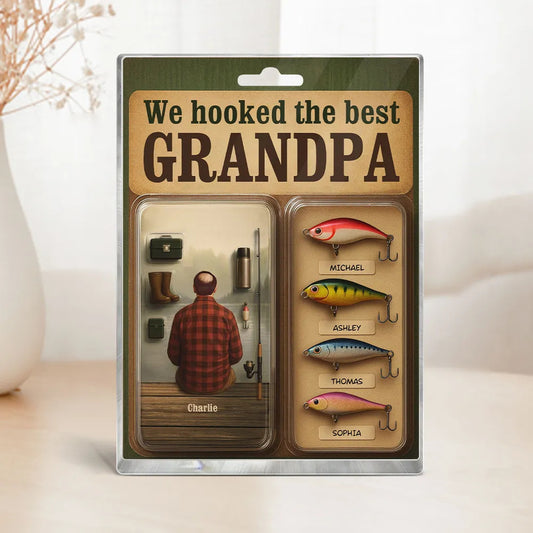 We Hooked The Best Dad Grandpa Man Realistic Figure Style Personalized Acrylic Block Plaque