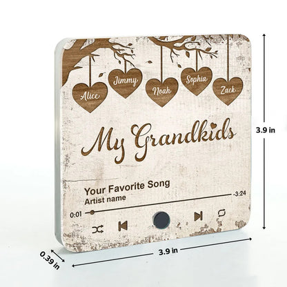 Grandkids Make Life More Grand Hanging Hearts Personalized Music Fridge Magnet, Mother's Day Gift for Grandma