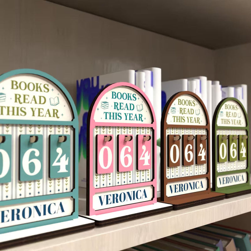 Personalized Vintage Floral Pattern Books Read This Year Counter Mini Plaque With Flat Base, Gift for Readers, Book Lovers Gift, Bookshelf Decor