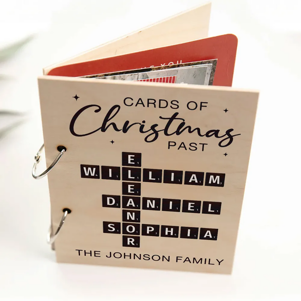 Personalized Family Crabble Cards Of Christmas Keeper, Holiday Card Keepsake Holder