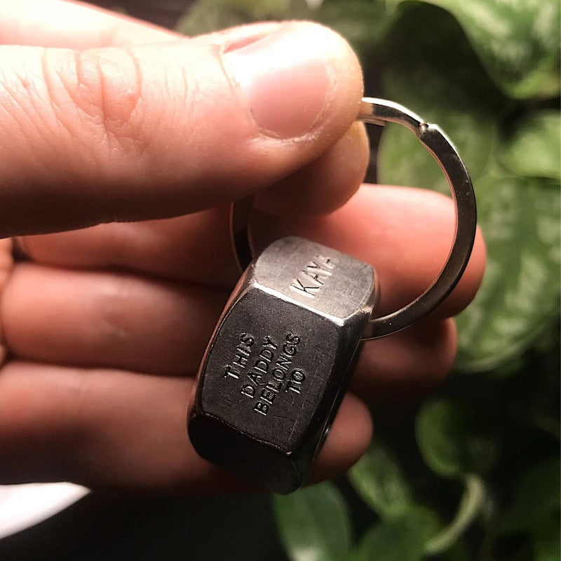 Personalized Stainless Steel Nut Keychain, Unique Gift For Men, Anniversary Gift