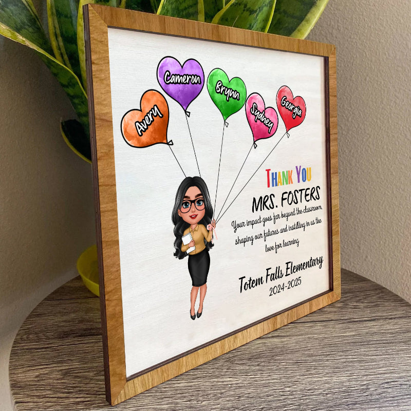 Personalized Teacher Appreciation Heart Balloon Sign, Heartwarming Gift for Educators, Teacher Appreaciation Gift