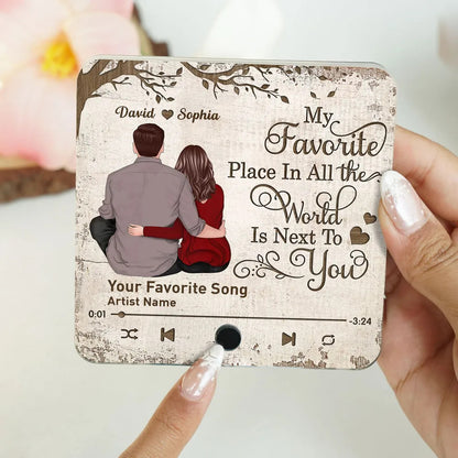 Favorite Place In The World Couple Sitting Back View Personalized Music Fridge Magnet, Valentine's Day Gift For Him, For Her