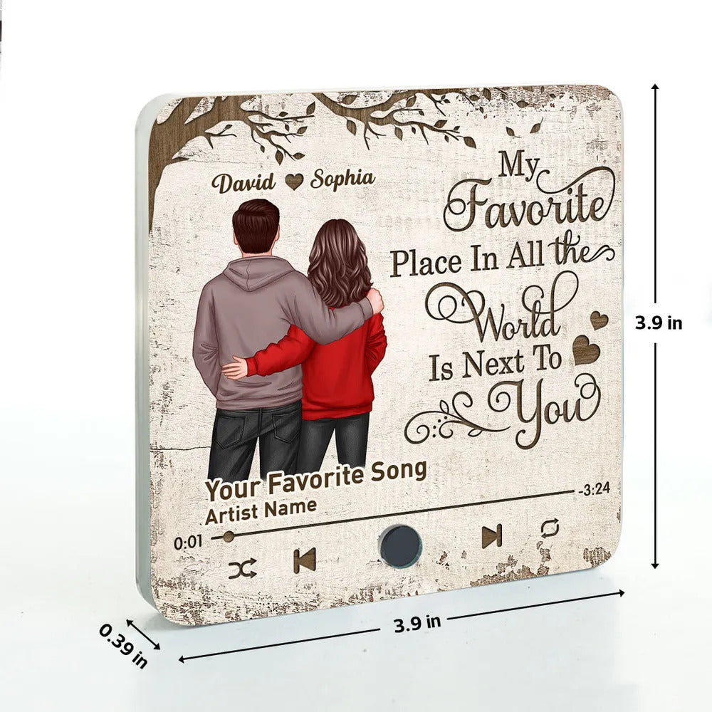 Favorite Place In The World Couple Standing Back View Personalized Music Fridge Magnet, Gift For Him, For Her, For Valentine's Day