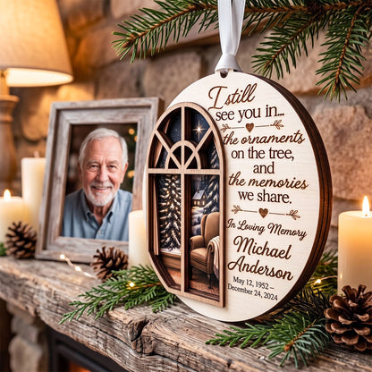 Personalized Christmas Memorial Window Wooden Ornament, In Loving Memory Ornament, Remembrance Christmas Gift, Memorial Keepsake
