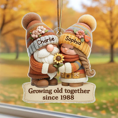 Gnome Couple Growing Old Together Personalized Acrylic Ornament, Couple Christmas Gift, Anniversary Gift for him for her