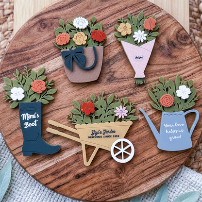 Personalized Birth Month Flower Mini Sign Magnet, Custom Floral Fridge Magnet for Mom or Grandma, Garden Theme Refrigerator Magnet, Cute Personalized Family Gift Decor