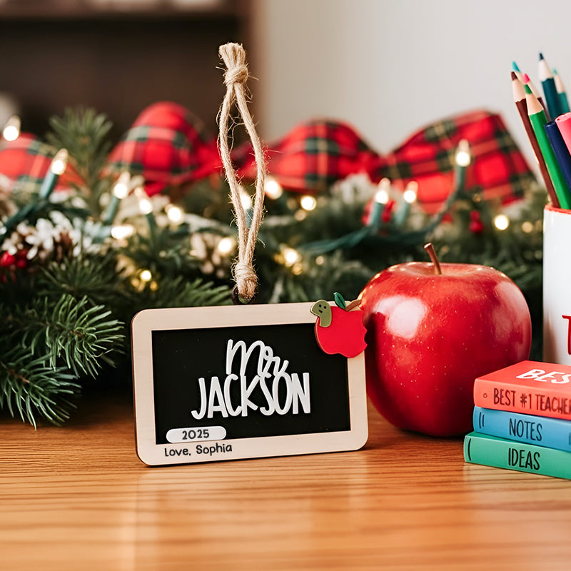 Teacher Appreciation Personalized Chalkboard Ornament, Christmas Gift for Teacher