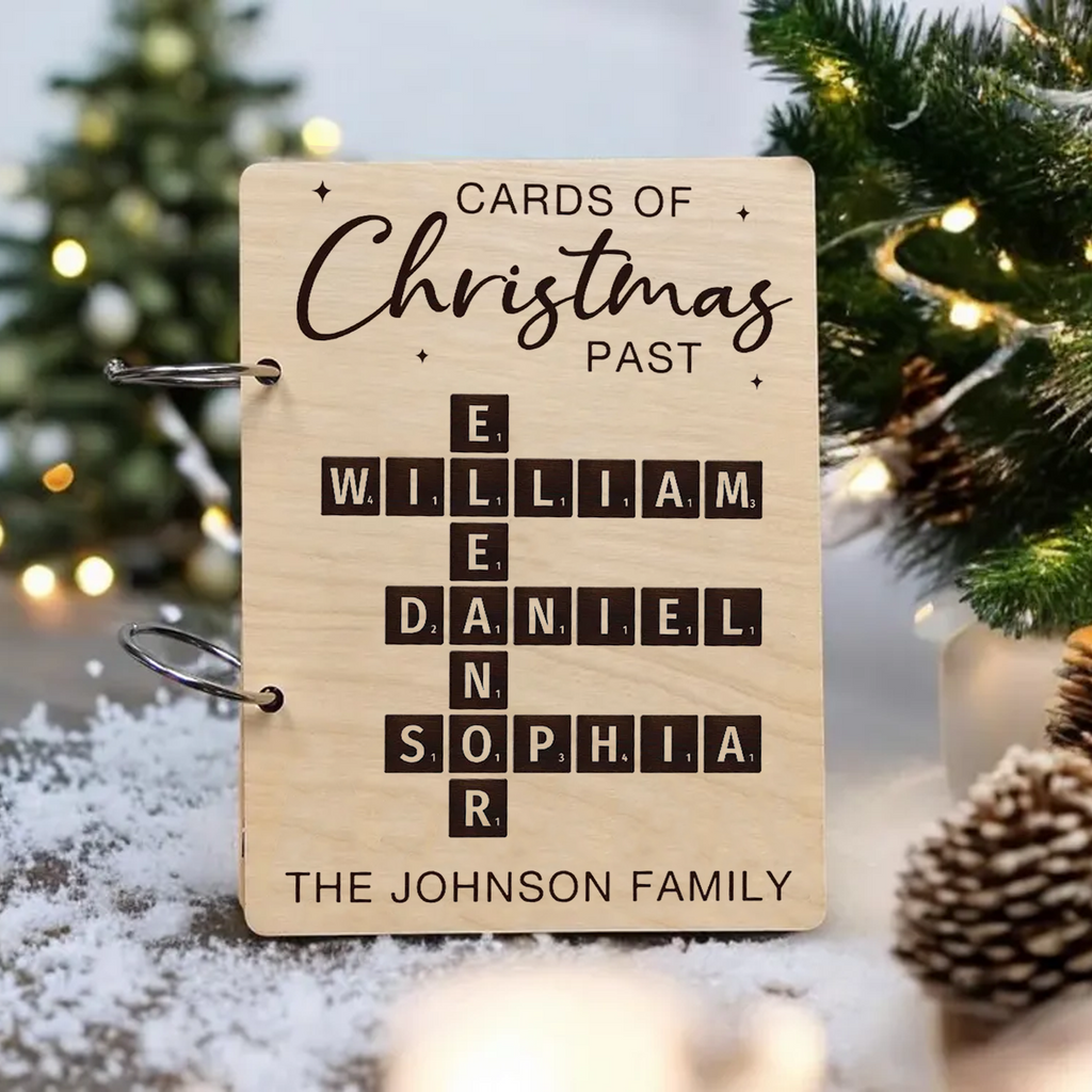 Personalized Family Crabble Cards Of Christmas Keeper, Holiday Card Keepsake Holder