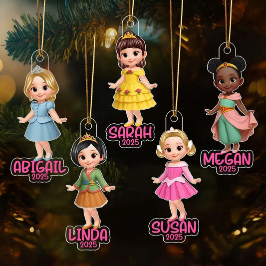 Princess Personalized Acrylic Ornament, Christmas Gift for Kid Girls